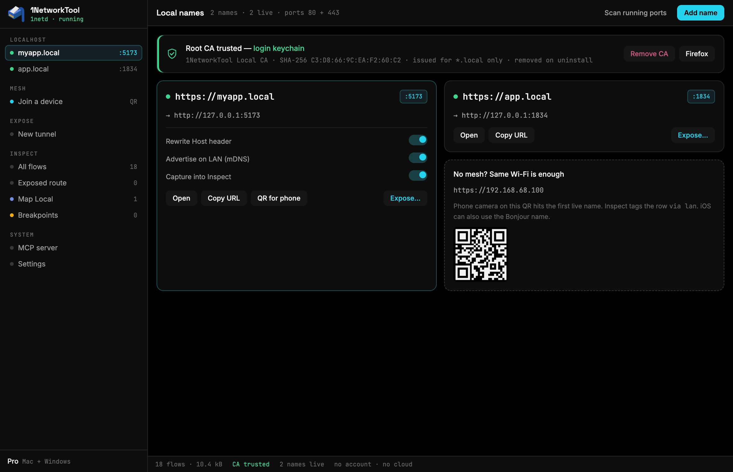 QR join: scan with the WireGuard app on iOS or Android. No account.